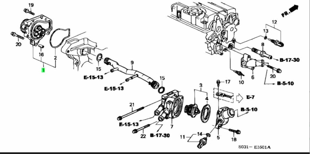 OEM type r / GSR b18c water pump 22T